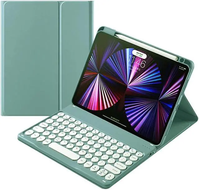 Alt view image 2 of 5 - kaitesi Keyboard Case Mouse for iPad Air 11 inch M2/ iPad Air 5th 4th Generation 10.9"/ iPad Pro 11 4th/3rd/2nd/1st Generation Cute Round Keys Detachable Keyboard (Dark Green)