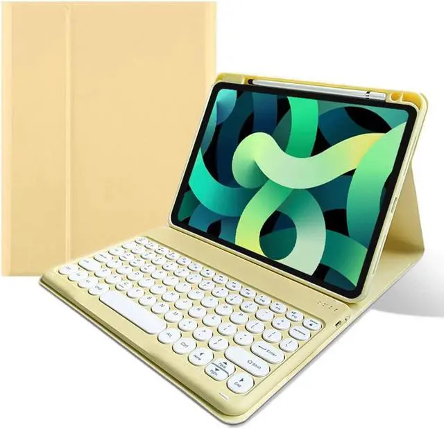 Main image of kaitesi Keyboard Case for iPad Air 11 inch M2/ iPad Air 5th 4th Generation 10.9" - iPad Pro 11 inch 4th 2nd/3rd Generation Detachable Keyboard Case Round Keys (Yellow)