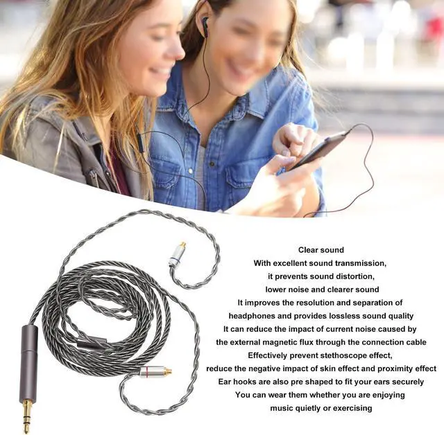 Alt view image 3 of 5 - WOOXGEHM Upgraded Earphone Cable, 4-Core Pure Copper Silver-Plated Replacement Earphone Cable with Interchangeable 2.5mm/3.5mm/4.4mm Plug for IE300 IE600 IE900 SE425 UE900 T100 W40