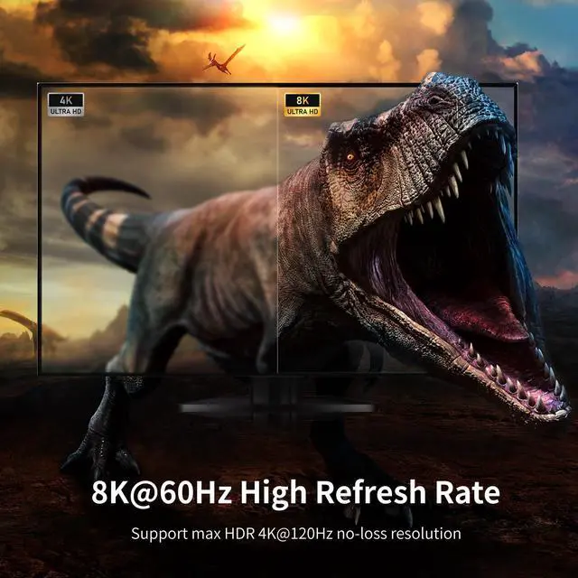 Alt view image 4 of 5 - Yinker 8K HDMI KVM Switch 2 Port, 8K@60Hz HDMI 2.1 KVM Switch for 2 Computers 1 Monitor 4 USB3.0 Hubs, Supports 4K@120Hz, 2K@144Hz, 1080P@240Hz (2 USB 3.0 Cable Included)