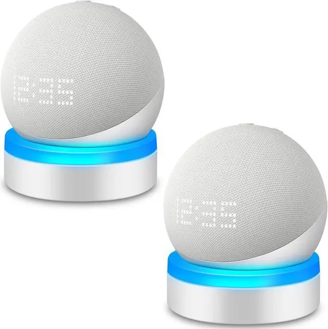 Main image of ZUOLACO Table Holder for Echo Dot 4th/5th Generation, Stand Mount Base with Light Guide for Echo Dot 4th/5th Gen, Built-in Cable Management(2pack,White)