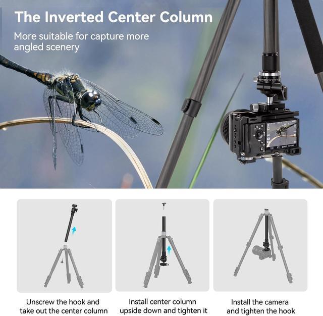 Alt view image 4 of 5 - SmallRig AP-20 Carbon Fiber Tripod, 62.2" Camera Tripod Monopod with Center Column, Compact Lightweight Tripod with 360deg Ball Head, Payload 26.5 lbs, Quick Release Plate, for DSLR Camera - 4059
