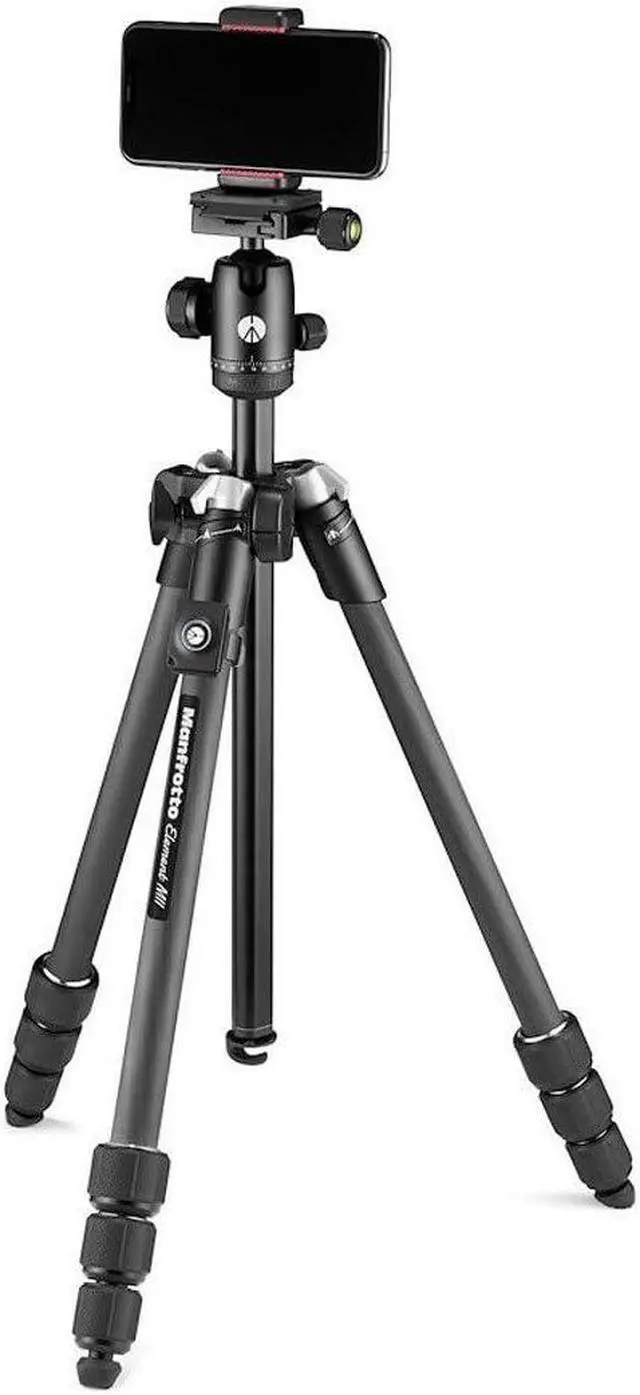 Alt view image 2 of 5 - Manfrotto Element MII Mobile Bluetooth 4-Section Carbon Fiber Traveler Tripod, Black