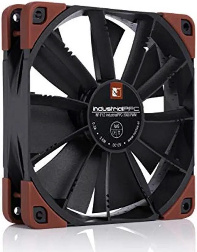 Alt view image 2 of 5 - Noctua NF-F12 iPPC 3000 PWM, Heavy Duty Cooling Fan, 4-Pin, 3000 RPM (120mm, Black)