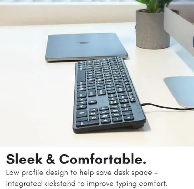 Alt view image 5 of 5 - Macally Wired Keyboard for Mac (USB C + A) - Large Print and Backlit Apple Keyboard Wired - 107 Key Full Size Large Letters USB C Keyboard for MacBook Pro/Air, Mac Mini, iMac