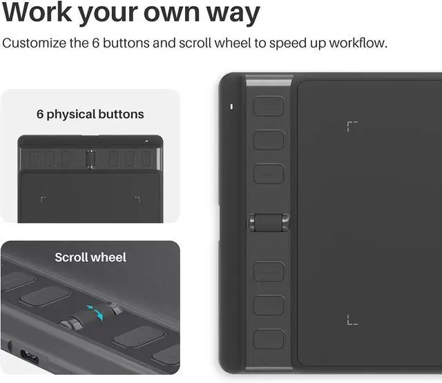 Alt view image 2 of 4 - HUION Inspiroy 2 Small Drawing Tablet Black Digital Art Tablet Bundle with Skeleton Artist Glove