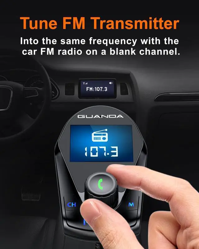 Alt view image 4 of 5 - Bluetooth Transmitter Car Bluetooth Adapter, FM Transmitter Wireless Radio Adapter Kit 1.44" Display, MP3 Music Player, PD 30W Dual USB Port Charger Compatible for All Smartphones, Samsung Galaxy, LG