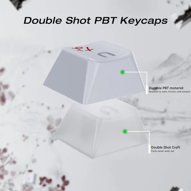 Alt view image 2 of 5 - XVX PBT Japanese Keycaps, Shine Through White Keycap, Plum Blossom Custom Keycap Set 127 Keys, Doubleshot Key caps, Cherry Profile Keyboard Keycaps for Cherry Gateron MX Switches Mechanical Keyboards