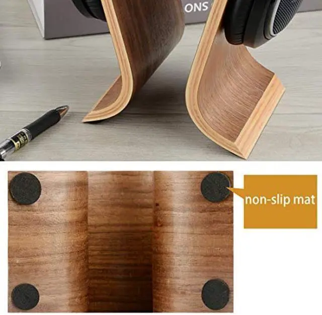 Alt view image 4 of 5 - Linkidea Wooden Omega Headphones Stand/Wooden Headphone Hanger/Wood Headset Holder/Omega Earphone Desk Display Hanger - Wooden Headsets Walnut Finish