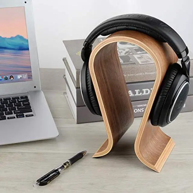 Alt view image 5 of 5 - Linkidea Wooden Omega Headphones Stand/Wooden Headphone Hanger/Wood Headset Holder/Omega Earphone Desk Display Hanger - Wooden Headsets Walnut Finish