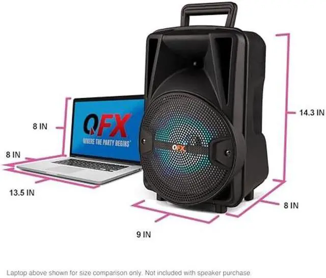 Alt view image 3 of 5 - QFX PBX-800TWS 8-Inch TWS Bluetooth Stereo PA System with 2 8" Speakers, 2 Microphones, 2 Stands, and a Remote Control
