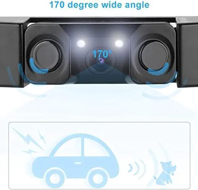 Alt view image 2 of 5 - License Plate Camera, 3 in 1 Car License Plate Frame Parking Sensor Rearview Reverse Backup Camera 2LED