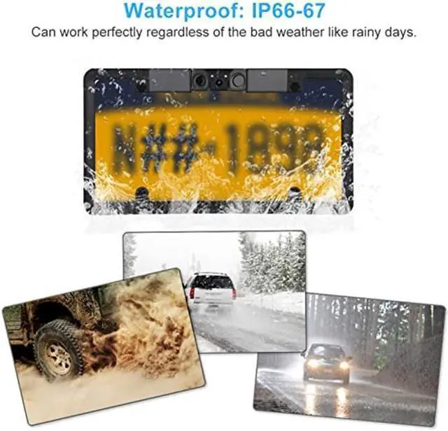 Alt view image 4 of 5 - License Plate Camera, 3 in 1 Car License Plate Frame Parking Sensor Rearview Reverse Backup Camera 2LED