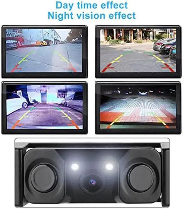 Alt view image 5 of 5 - License Plate Camera, 3 in 1 Car License Plate Frame Parking Sensor Rearview Reverse Backup Camera 2LED
