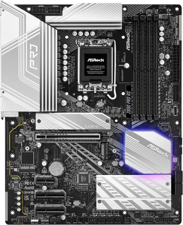 Alt view image 2 of 5 - ASRock Intel Core Ultra Z890 Pro RS ATX Motherboard LGA1851 RL-ILM DDR5 8666 MHz 256 GB M.2 PCIe 5.0 Thunderbolt