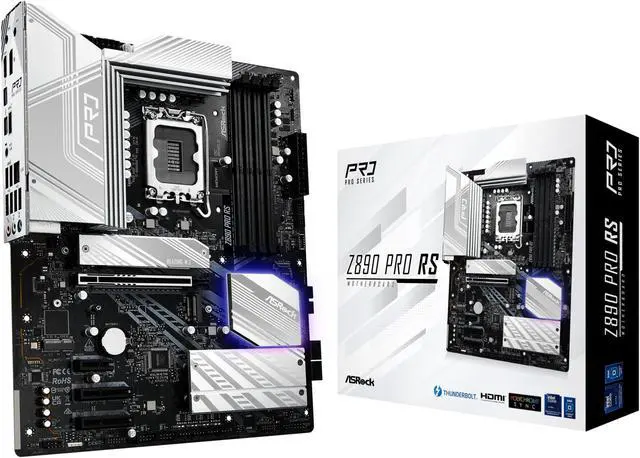Main image of ASRock Intel Core Ultra Z890 Pro RS ATX Motherboard LGA1851 RL-ILM DDR5 8666 MHz 256 GB M.2 PCIe 5.0 Thunderbolt