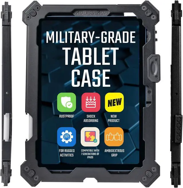 Main image of Mob Armor X Series iPad Case - Tablet Cover with Black Powder-Coated, Aircraft-Grade, Rustproof, Aluminum Construction, Compatible with iPad 10th Generations, Air 4/5, Pro 1/2/3/4th Except 12'9-10.9"