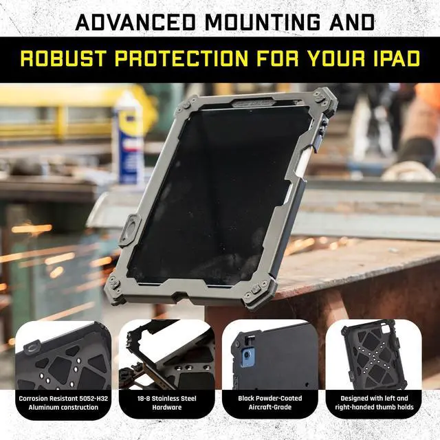 Alt view image 3 of 5 - Mob Armor X Series iPad Case - Tablet Cover with Black Powder-Coated, Aircraft-Grade, Rustproof, Aluminum Construction, Compatible with iPad 10th Generations, Air 4/5, Pro 1/2/3/4th Except 12'9-10.9"