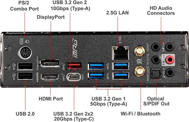 Alt view image 5 of 5 - MSI MPG Z490 GAMING EDGE WIFI ATX Gaming Motherboard (10th Gen Intel Core, LGA 1200 Socket, DDR4, CF, Dual M.2 Slots, USB 3.2 Gen 2, Wi-Fi 6, DP/HDMI, Mystic Light RGB)
