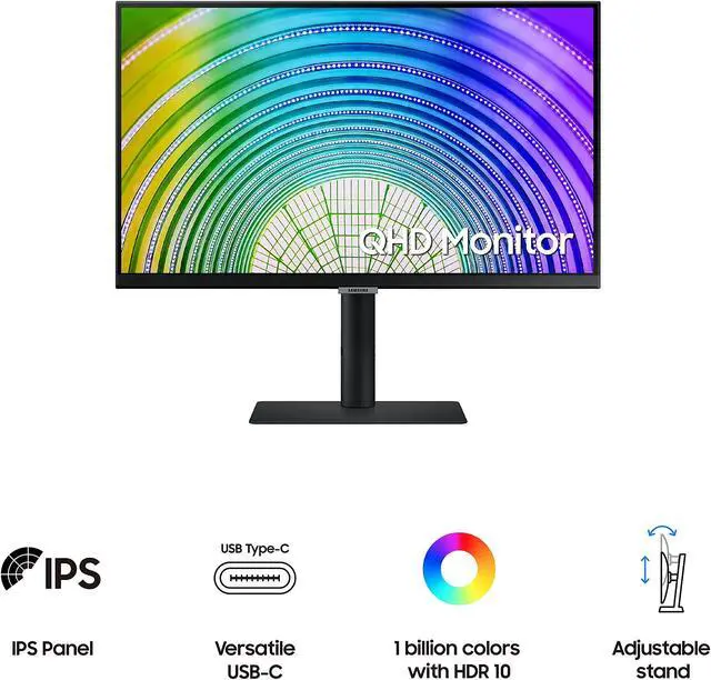 Alt view image 2 of 5 - SAMSUNG 24 Inch QHD Computer Monitor, 75Hz, HDMI Monitor, Vertical, 1440p IPS Monitor, HDR10 (1 Billion Colors), TUV-Certified Intelligent Eye Care, S60A (LS24A600NWNXGO)