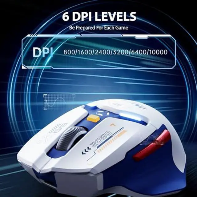 Alt view image 3 of 5 - INPHIC IN9 Wireless Gaming Mouse, True Tri-Mode Bluetooth/Type-CWired/2.4G Wireless Mouse, 10000 DPl, Fully Programmable, RGB Backlit, Rechargeable Wireless Computer Mouse for Laptop PC Mac-White-Blue