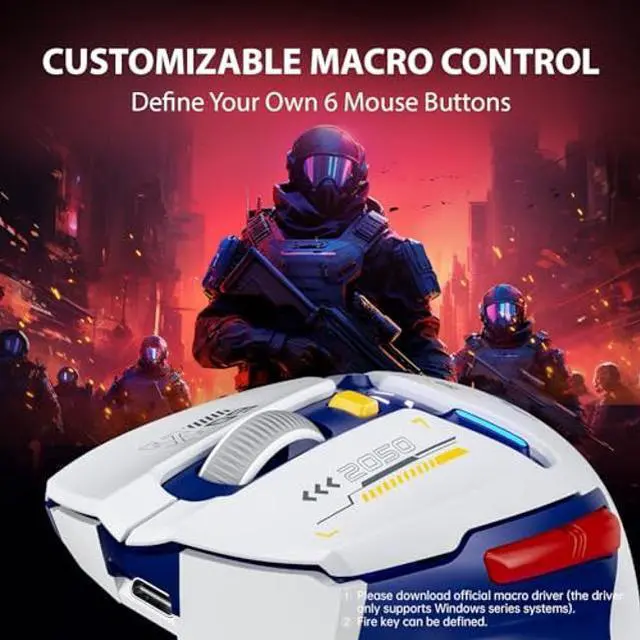 Alt view image 5 of 5 - INPHIC IN9 Wireless Gaming Mouse, True Tri-Mode Bluetooth/Type-CWired/2.4G Wireless Mouse, 10000 DPl, Fully Programmable, RGB Backlit, Rechargeable Wireless Computer Mouse for Laptop PC Mac-White-Blue