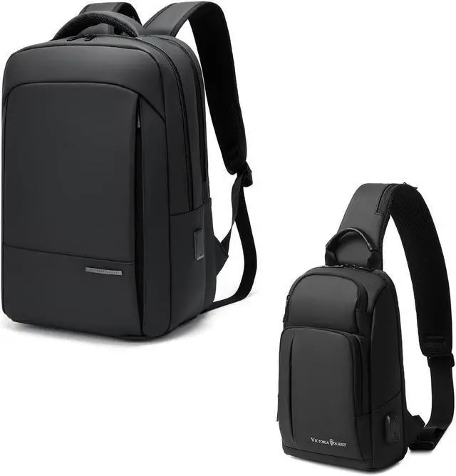 Main image of Victoriatourist Anti Theft Travel Laptop Backpack & Sling Bag for Men Women | Business Work Backpacks with Zipper Automatic Locking & Shoulder Crossbody Backpack Chest Bag Daily Travel Casual Daypack