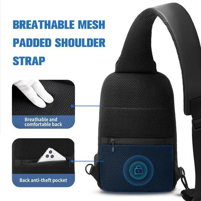 Alt view image 4 of 5 - Victoriatourist Anti Theft Travel Laptop Backpack & Sling Bag for Men Women | Business Work Backpacks with Zipper Automatic Locking & Shoulder Crossbody Backpack Chest Bag Daily Travel Casual Daypack