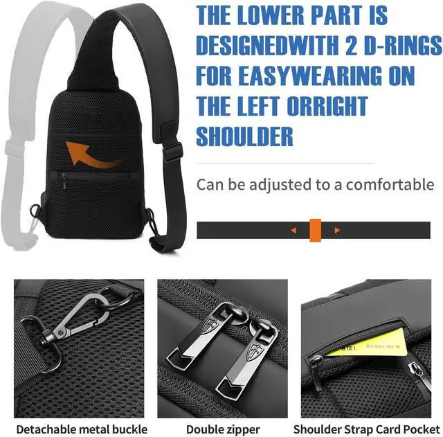 Alt view image 5 of 5 - Victoriatourist Anti Theft Travel Laptop Backpack & Sling Bag for Men Women | Business Work Backpacks with Zipper Automatic Locking & Shoulder Crossbody Backpack Chest Bag Daily Travel Casual Daypack