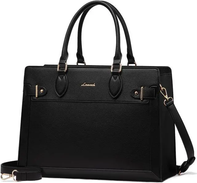 Main image of LOVEVOOK Laptop Bag for Women, 15.6 Inch Large PU Leather Tote Bag, Professional Teacher Work Bag, Waterproof Business Computer Briefcase, Shoulder Tote Purse for Office
