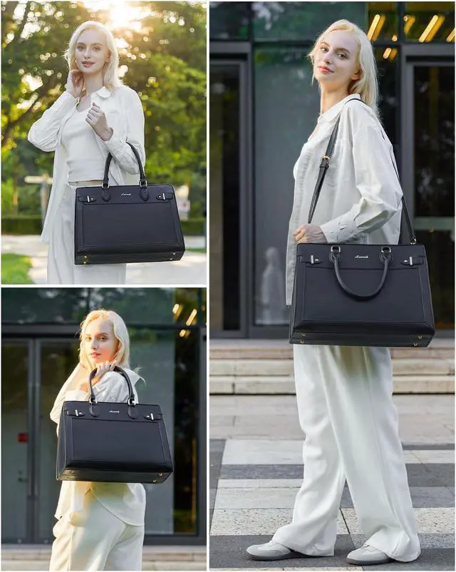 Alt view image 2 of 5 - LOVEVOOK Laptop Bag for Women, 15.6 Inch Large PU Leather Tote Bag, Professional Teacher Work Bag, Waterproof Business Computer Briefcase, Shoulder Tote Purse for Office