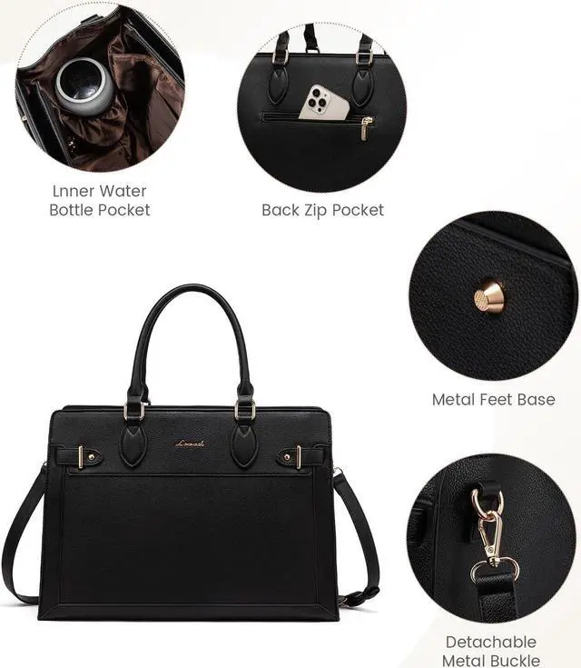 Alt view image 5 of 5 - LOVEVOOK Laptop Bag for Women, 15.6 Inch Large PU Leather Tote Bag, Professional Teacher Work Bag, Waterproof Business Computer Briefcase, Shoulder Tote Purse for Office