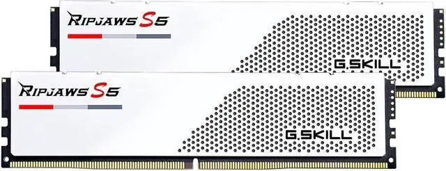 Main image of G.SKILL Ripjaws S5 Series (Intel XMP 3.0) DDR5 RAM 32GB (2x16GB) 6000MT/s CL32-38-38-96 1.35V Desktop Computer Memory UDIMM - Matte White (F5-6000J3238F16GA2-RS5W)