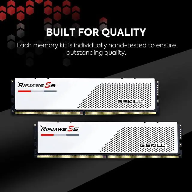 Alt view image 5 of 5 - G.SKILL Ripjaws S5 Series (Intel XMP 3.0) DDR5 RAM 32GB (2x16GB) 6000MT/s CL32-38-38-96 1.35V Desktop Computer Memory UDIMM - Matte White (F5-6000J3238F16GA2-RS5W)