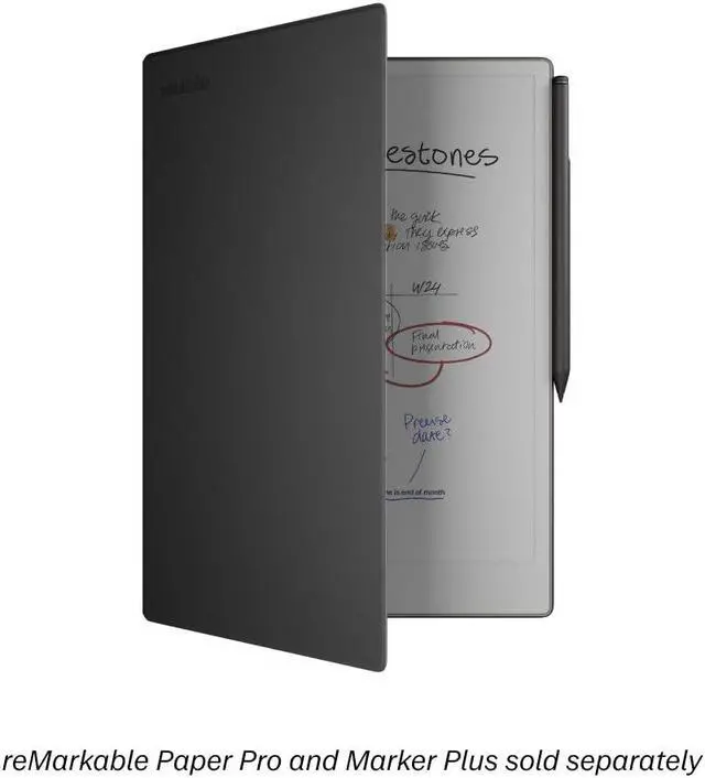 Alt view image 2 of 5 - reMarkable Paper Pro - Premium Leather Book Folio for Your 11.8'' Paper Tablet - Black