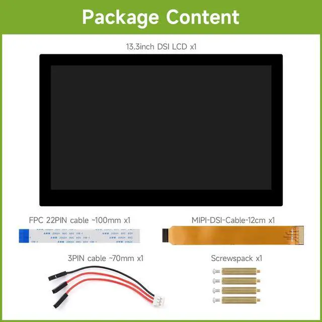 Alt view image 2 of 5 - waveshare 13.3inch High Resolution DSI Capacitive Touch Display, Compatible with Raspberry Pi 5/4B/3B/CM3/3+/4, 1920 x 1080, IPS, DSI Interface, 10-Point Touch, Full Metal Back Panel
