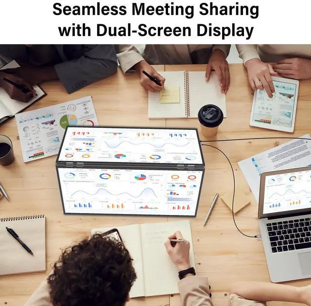 Alt view image 3 of 5 - InnoView 23.8" FHD Dual Portable Monitor 1920x1080P 100% sRGB - Foldable & Stackable Design with 315° Screen Adjustment & 180° Stand | USB-C/HDMI, Dual Monitor for Laptop, Mac, Windows