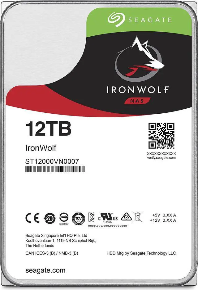 Alt view image 2 of 5 - Seagate IronWolf 12TB NAS Internal Hard Drive HDD - 3.5 Inch SATA 6Gb/s 7200 RPM 256MB Cache RAID Home Servers - Newest Model (ST12000VN0008)