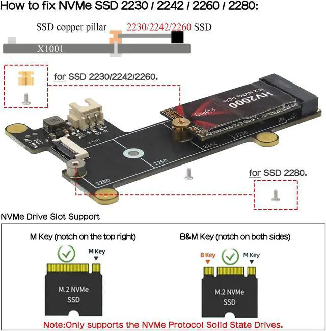 Alt view image 3 of 5 - Geekworm X1001 PCIe to M.2 HAT Key-M NVMe SSD PIP Peripheral Board+ P579 Metal Case+Active Cooler H505 for Raspberry Pi 5