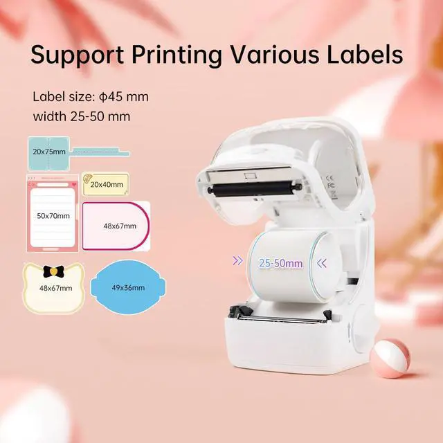 Alt view image 2 of 5 - HPRT Label Maker New 1, Label Maker Machine with Tape (1 Roll of 40 * 30 mm), Bluetooth Label Printer Sticker Printer for Home and Business White