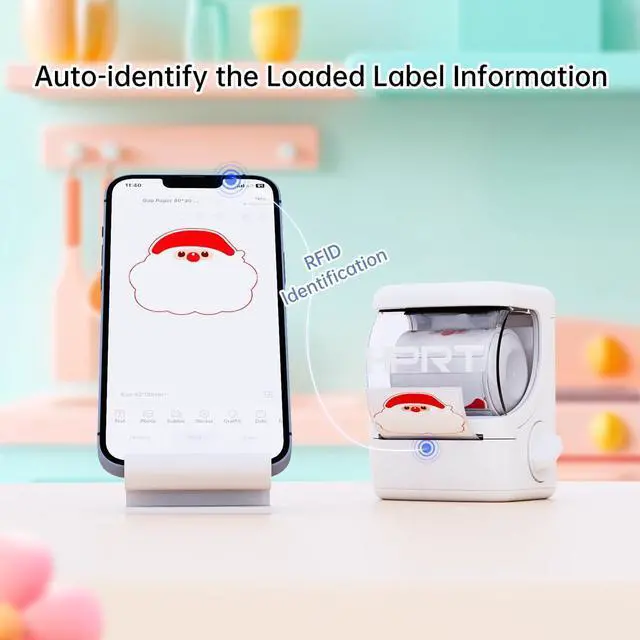 Alt view image 3 of 5 - HPRT Label Maker New 1, Label Maker Machine with Tape (1 Roll of 40 * 30 mm), Bluetooth Label Printer Sticker Printer for Home and Business White