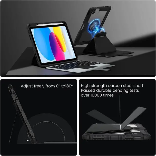 Alt view image 3 of 5 - Nillkin iPad 10th Generation Keyboard and Magnetic Stand Magic Case for iPad 10.9 inch 10th case with Keyboard, Detachable Backlit Keyboard,Trackpad