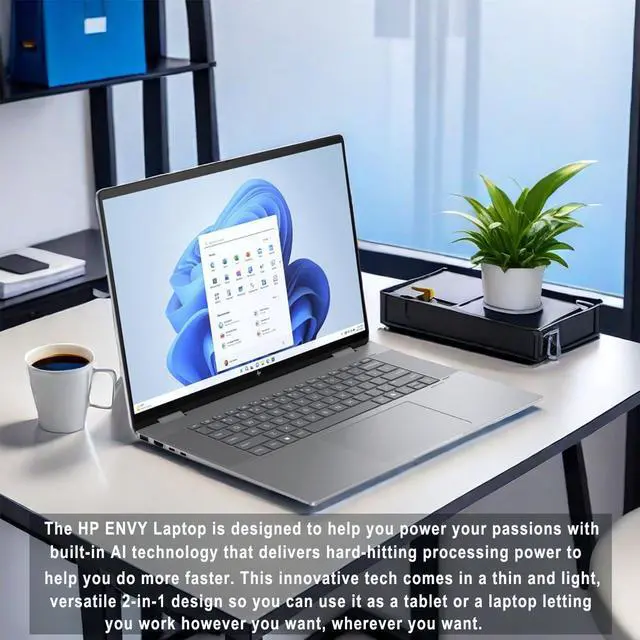 Alt view image 3 of 5 - HP Envy 2-in-1 Laptop, 16" Wide Ultra XGA (1920 x 1200) Touchscreen, AMD Ryzen 5 8640HS - 8GB Memory, 512GB PCIe SSD, 5MP IR camera, Windows 11, w/Stylus (8GB RAM | 512GB PCIe SSD + STYLUS)