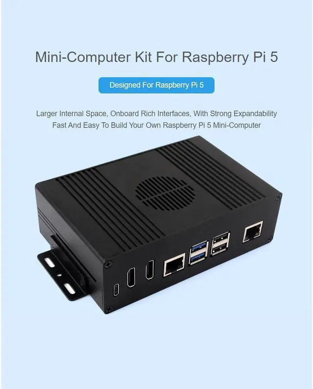 Alt view image 2 of 5 - waveshare Multi-Functional All-in-one Mini-Computer Kit Designed for Raspberry Pi 5,Aluminum Alloy Case+Pi5 HDMI and Type-C Adapter+PCIe to M.2 Board