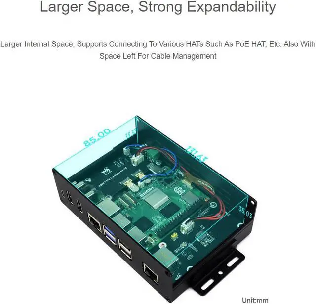 Alt view image 5 of 5 - waveshare Multi-Functional All-in-one Mini-Computer Kit Designed for Raspberry Pi 5,Aluminum Alloy Case+Pi5 HDMI and Type-C Adapter+PCIe to M.2 Board
