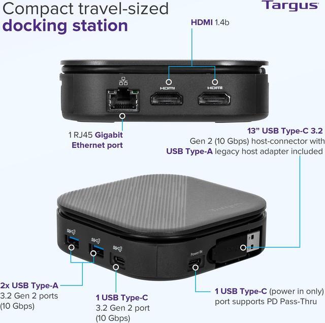 Alt view image 2 of 5 - Targus USB-C Universal Dual HD Docking Station with 80W PD Pass-Thru, Docking Station Dual Monitor (HD) or Single Monitor (2K), TAA Compliant Laptop Docking Station w/DisplayLink (DOCK116GLZ)