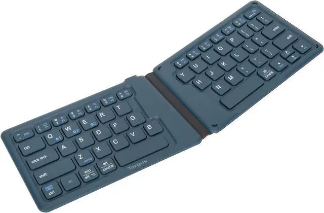 Main image of Targus Ergonomic Foldable Bluetooth Keyboard, Split Travel Keyboard Wireless, Rechargeable Portable Wireless Keyboard for Android iPhone Microsoft & Apple Tablets, Blue (PKF00302US),Black