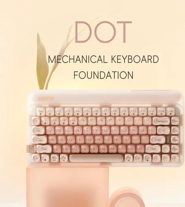 Alt view image 2 of 5 - LOFREE DOT Foundation Mechanical Keyboard with Milk Tea Mouse, 75% Rechargeable Hot-swappable Keyboards with 3 Types Connection, Pink GATERON Baby Racoon Switches