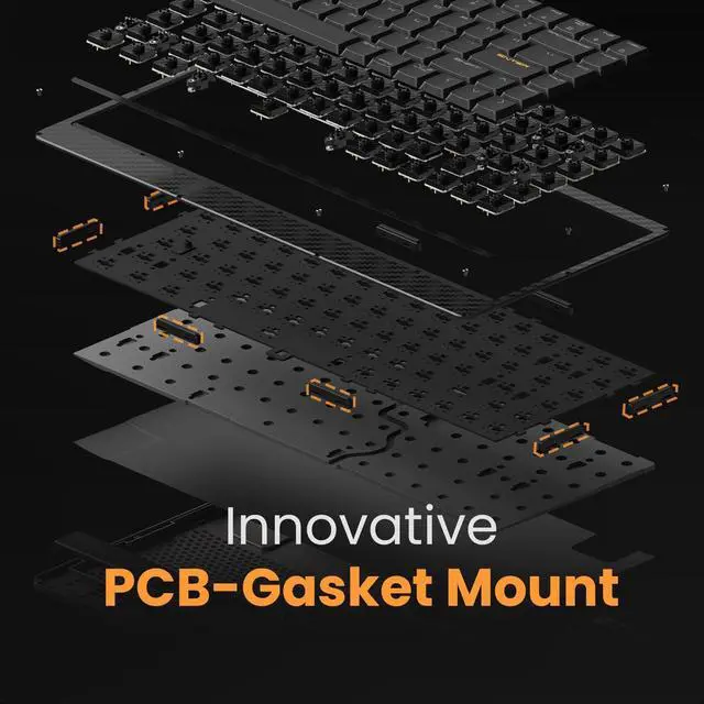 Alt view image 2 of 5 - LOFREE Edge Low Profile Mechanical Keyboard with Mouse, 75% Rechargeable Bluetooth and Wired Connection for Window, Mac OS/POM Switches 2.0, Carbon Fiber Top Case, Mg Alloy Bottom Case (Volcano Grey)