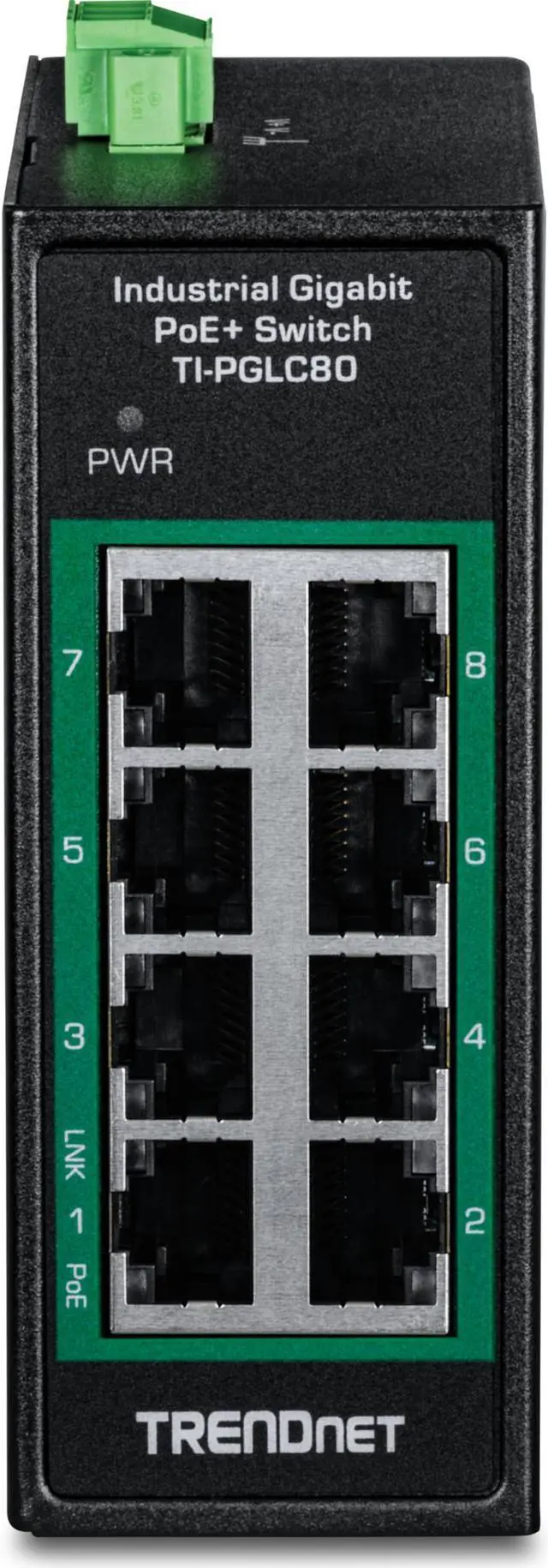 Alt view image 2 of 5 - TRENDnet 8-Port Industrial Gigabit PoE+ DIN-Rail Mini Switch, TI-PGLC80, 8 x Gigabit PoE+ Ports, 200W PoE+ Power Budget, 16Gbps Switching Capacity, NDAA & TAA Compliant